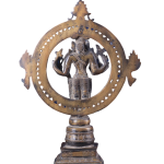 Vintage Brass Lord Vishnu with Sudarshan Chakra Aura | 16.5" x 12" x 5" (41.9 x 30.5 x 12.7 cm) | 5.5 kg Sacred Divine Art